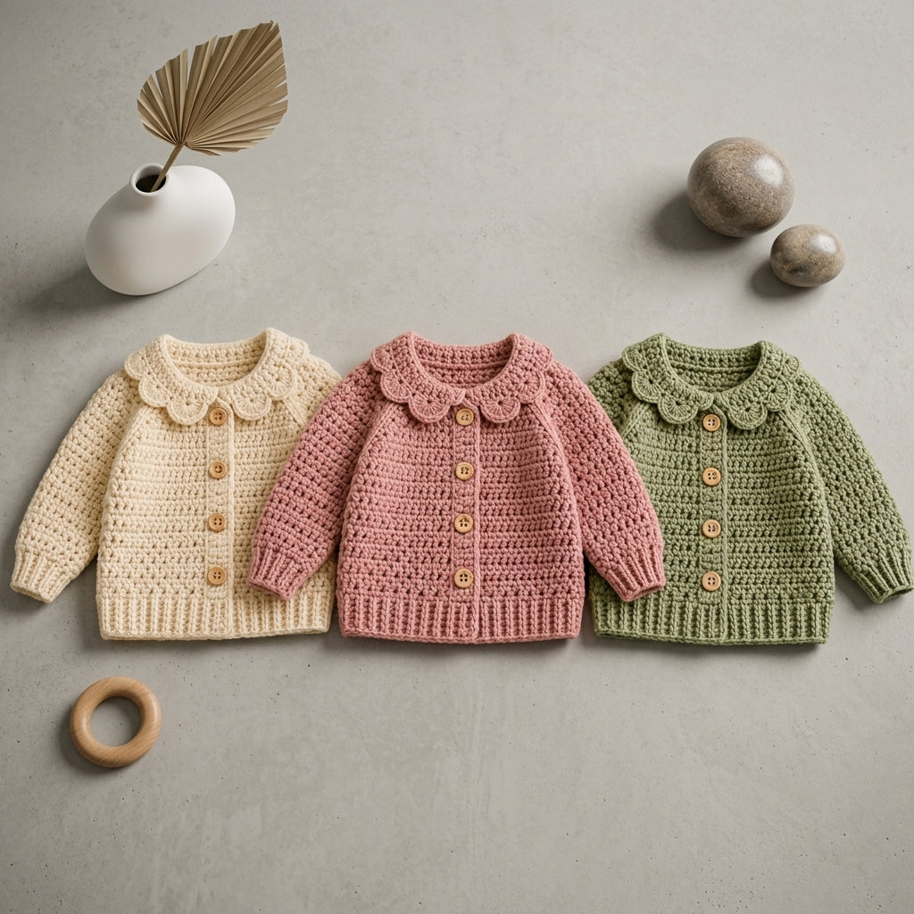 Raglan Baby Cardigan Raglan v2 | Crochet Pattern PDF