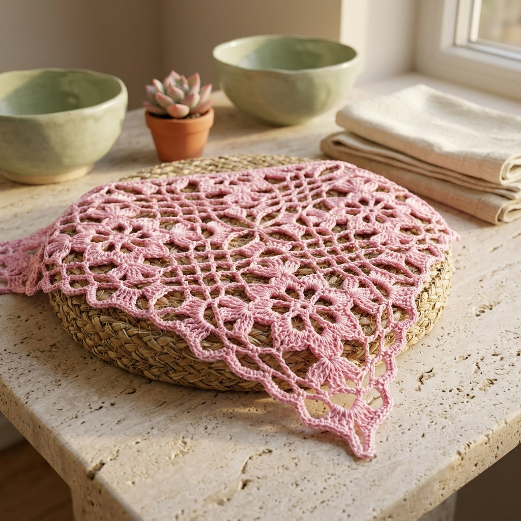 Lacy Flower Squares Bandana V2 | Crochet Pattern PDF