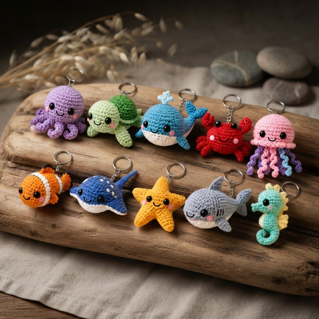 Mega 10 Crochet Keychain Patterns | PDF Bundle