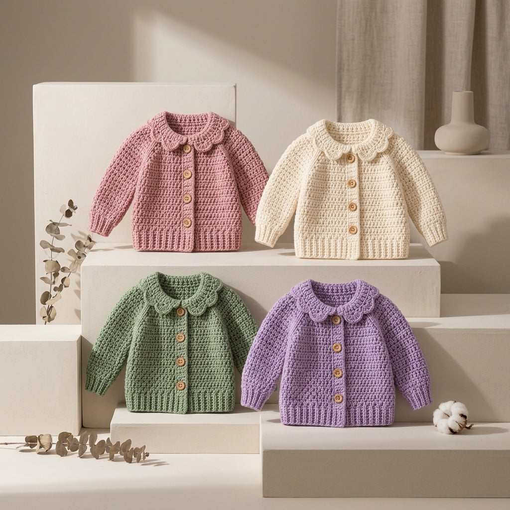 Raglan Baby Cardigan Raglan v2 | Crochet Pattern PDF