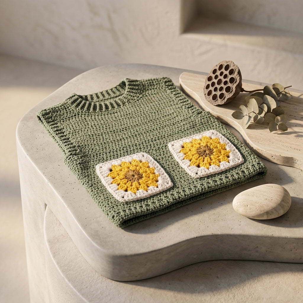 Children Sweater Sunflower Baby Pullover | Crochet Pattern PDF