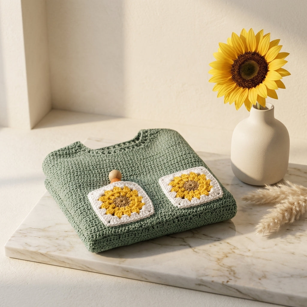 Children Sweater Sunflower Baby Pullover | Crochet Pattern PDF