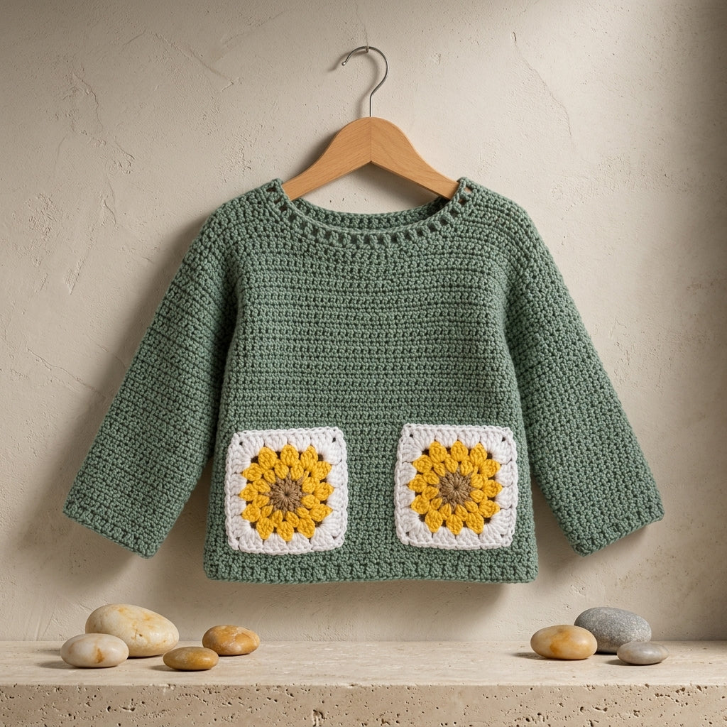 Children Sweater Sunflower Baby Pullover | Crochet Pattern PDF
