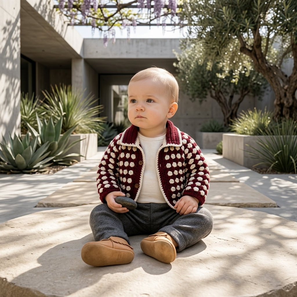 Granny Square Baby Cardigan Hexagon v4 | Crochet Pattern PDF