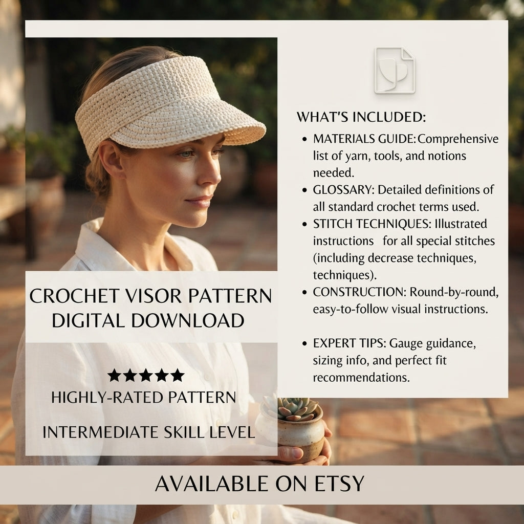 Beautiful Sun Visor | Crochet Sun Hat Pattern — Design 6
