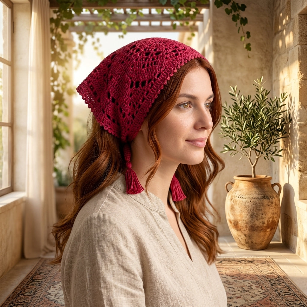 Mandala Motif Triangle Headscarf | Crochet Pattern PDF