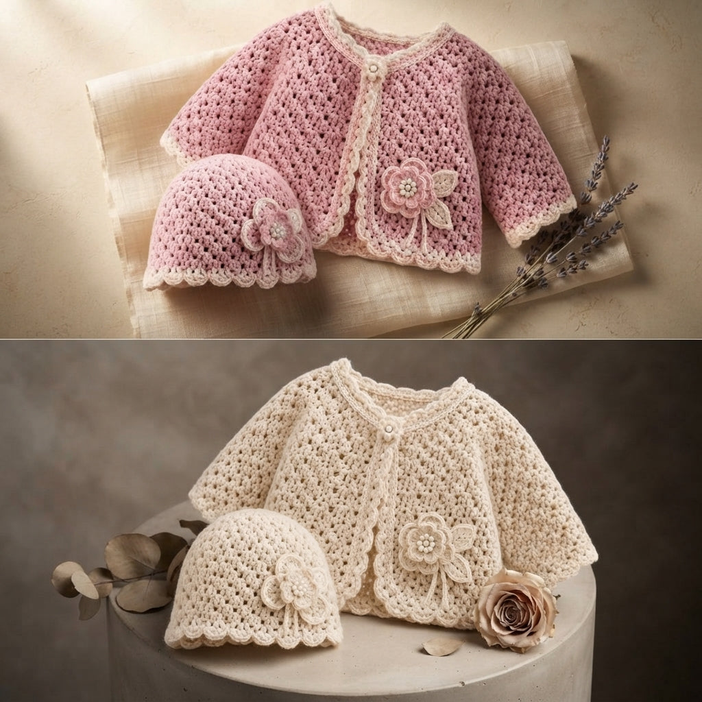 Handmade Sweater Hat Baby Cardigan | Crochet Pattern PDF