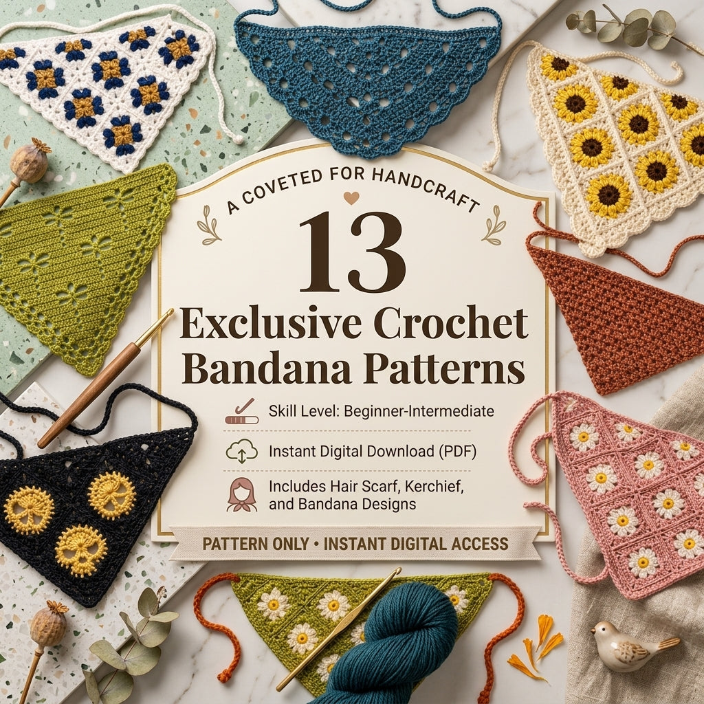 13-in-1 Hair Kerchief Collection | Crochet Pattern PDF