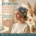 Retro 70s Daisy Hair Scarf | Crochet Pattern PDF