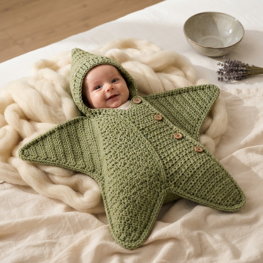 Luxury Star Hooded Baby Hoodie | Crochet Pattern PDF