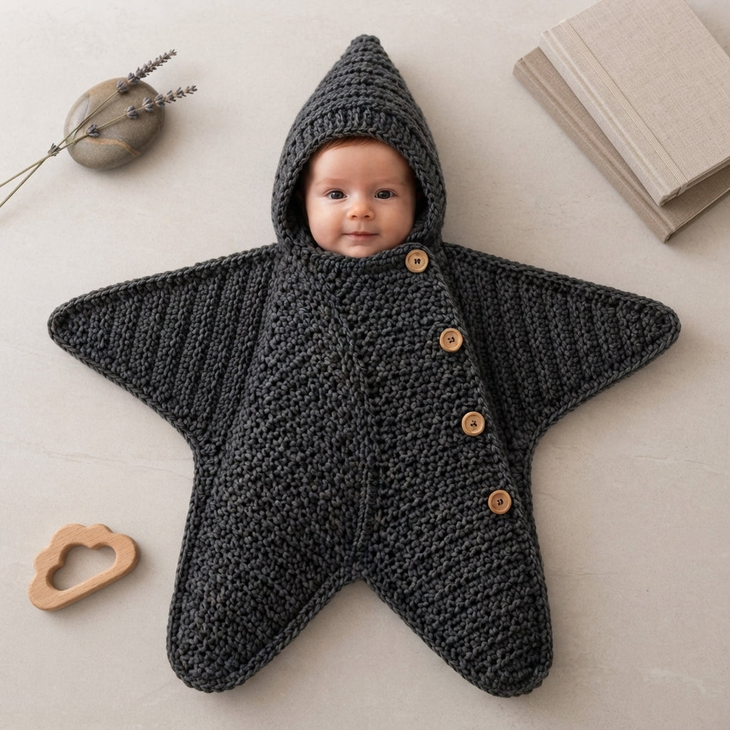 Luxury Star Hooded Baby Hoodie | Crochet Pattern PDF