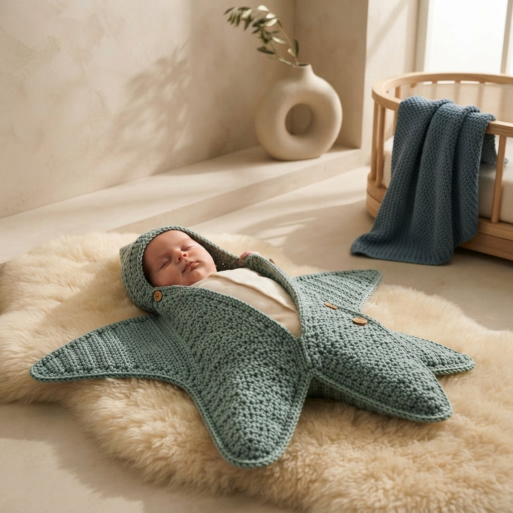 Luxury Star Hooded Baby Hoodie | Crochet Pattern PDF