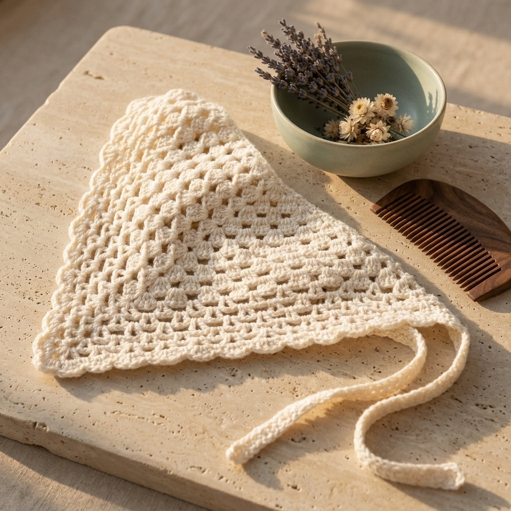Granny Mesh Triangle Bandana | Crochet Pattern PDF