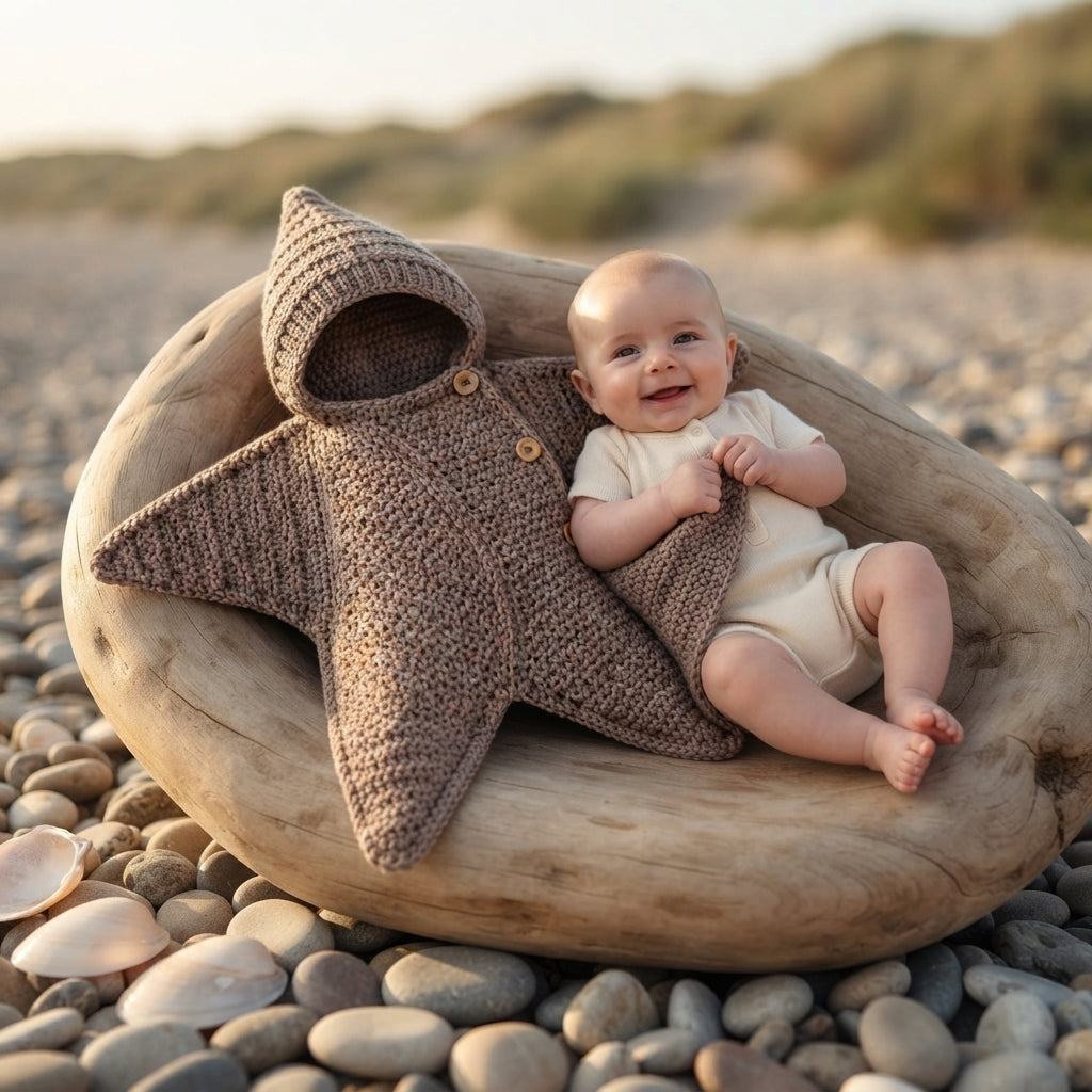 Luxury Star Hooded Baby Hoodie | Crochet Pattern PDF