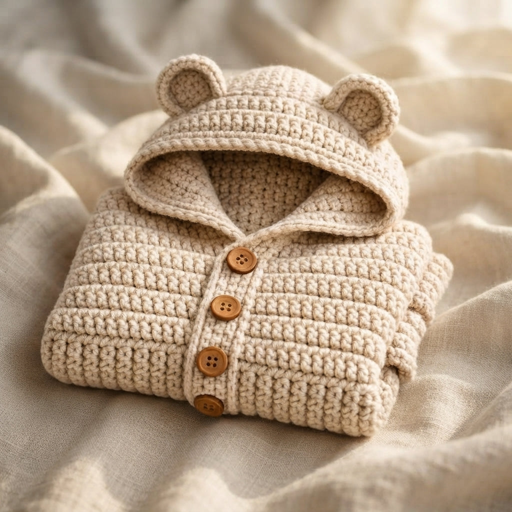 Waffle Stitch Baby Hoodie | Crochet Pattern PDF