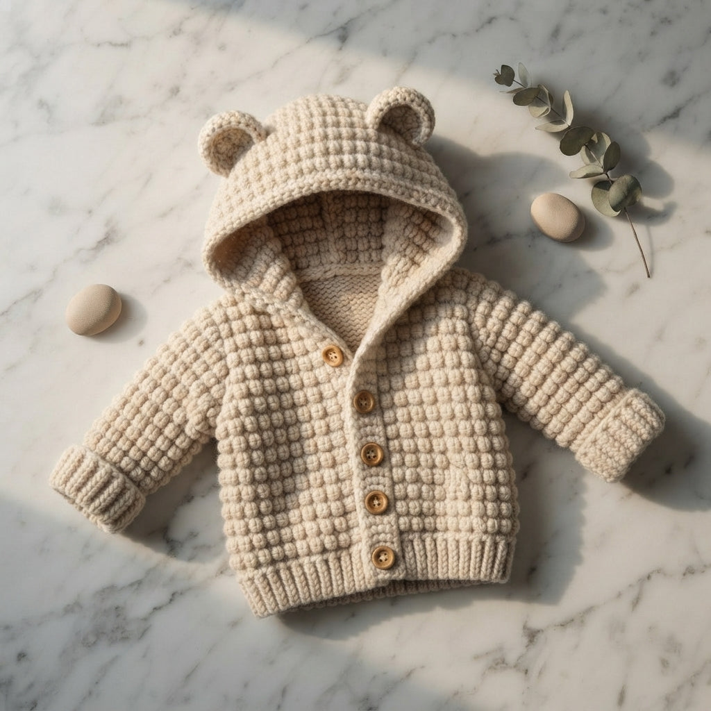 Waffle Stitch Baby Hoodie | Crochet Pattern PDF