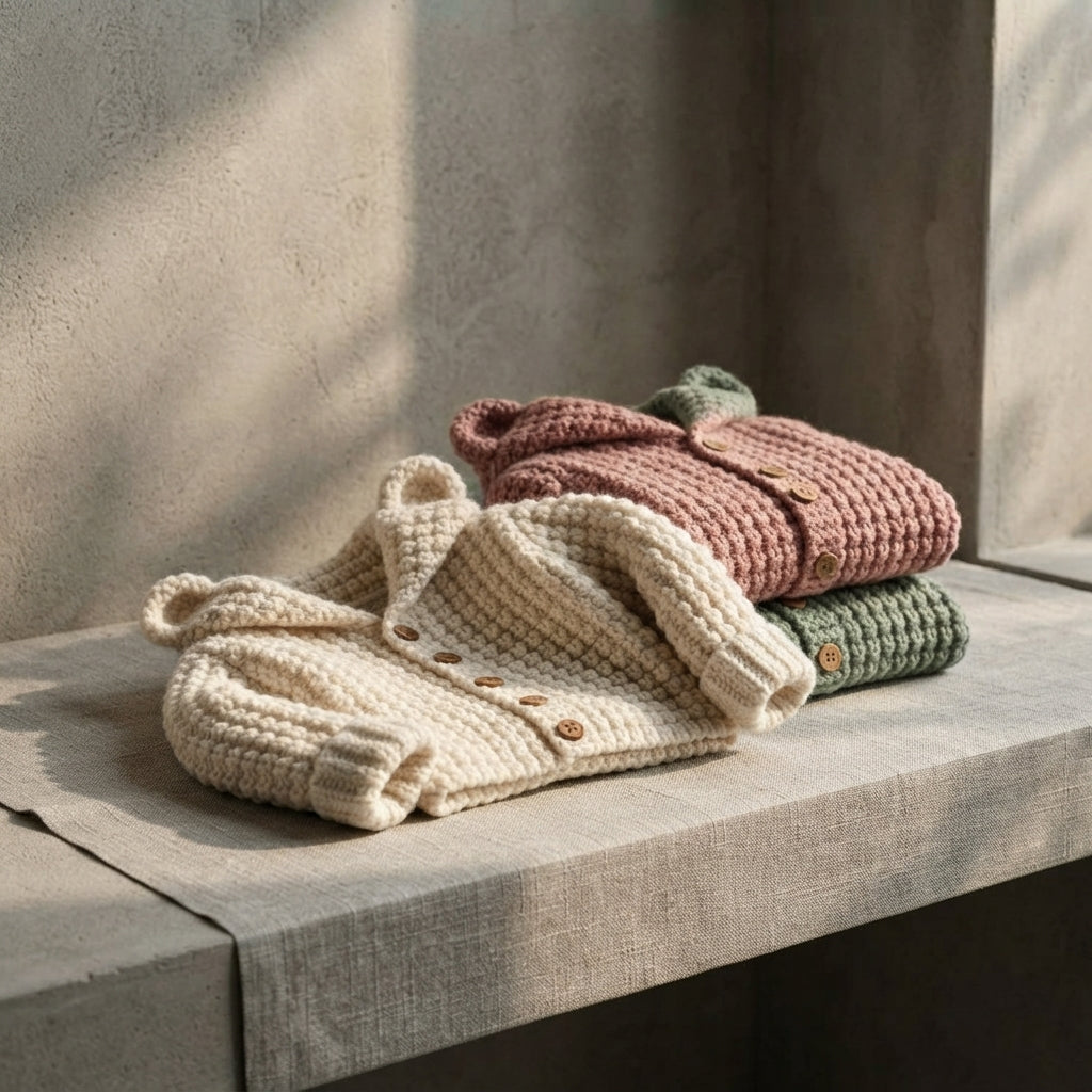 Waffle Stitch Baby Hoodie | Crochet Pattern PDF