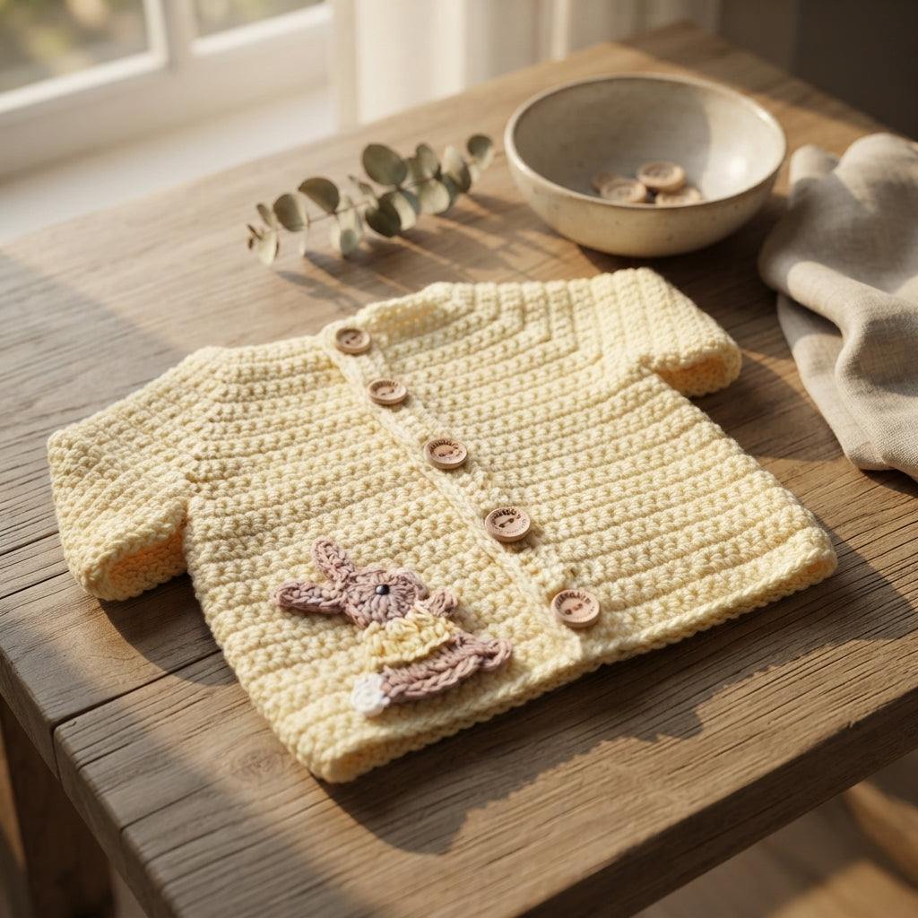 Simple Cardigan Bunny Baby Cardigan | Crochet Pattern PDF