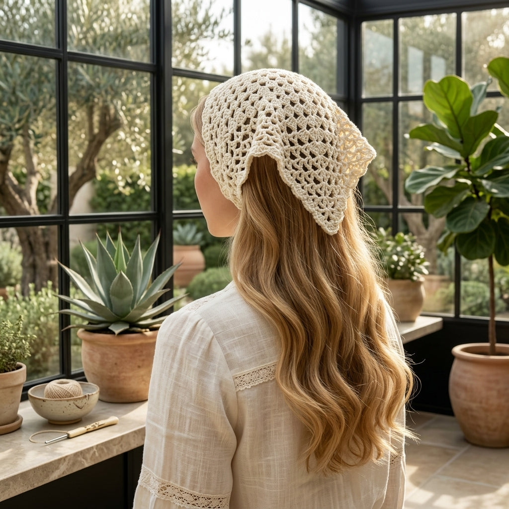 Granny Mesh Triangle Bandana | Crochet Pattern PDF