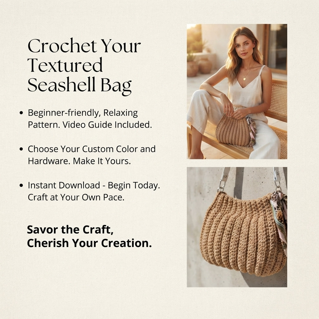 Handbag Shell Stitch Purse | Crochet Pattern PDF