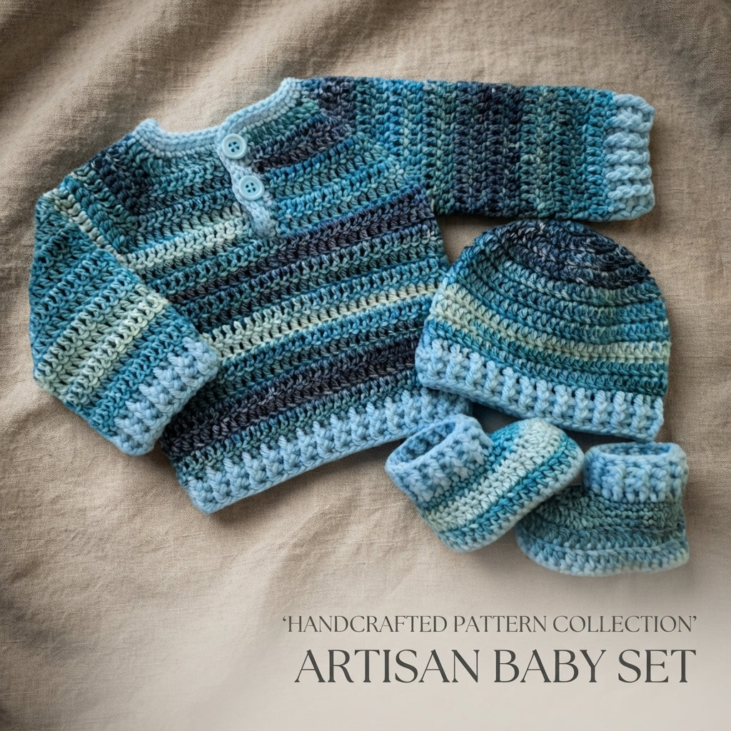 Sweater Hat Booties Baby Sweater Classic v2 | Crochet Pattern PDF
