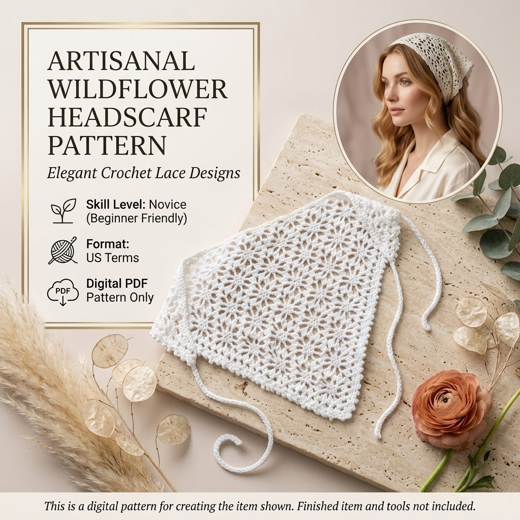 Vintage Wildflower Lace Bandana | Crochet Pattern PDF