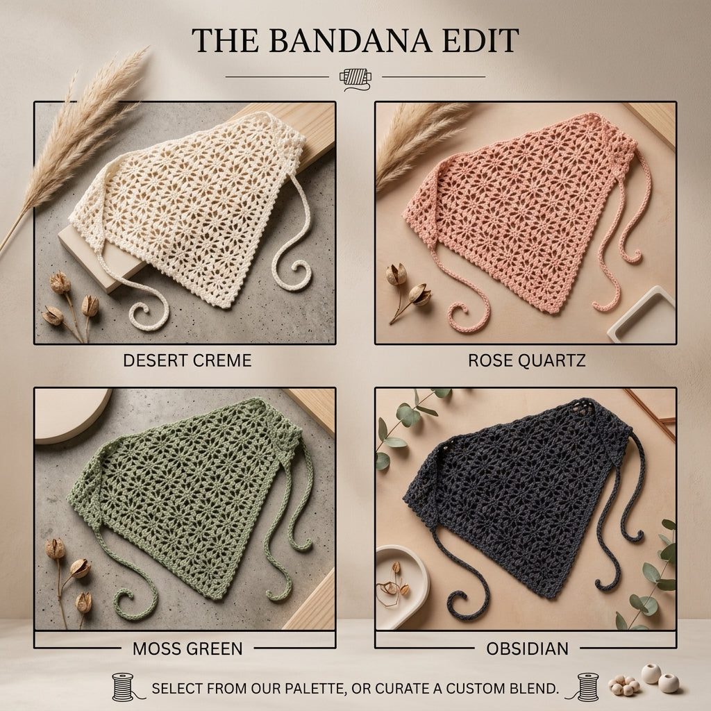 Vintage Wildflower Lace Bandana | Crochet Pattern PDF