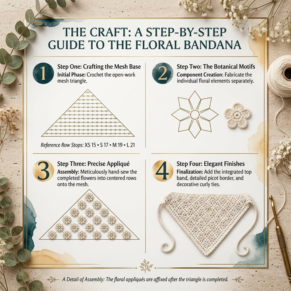 Vintage Wildflower Lace Bandana | Crochet Pattern PDF