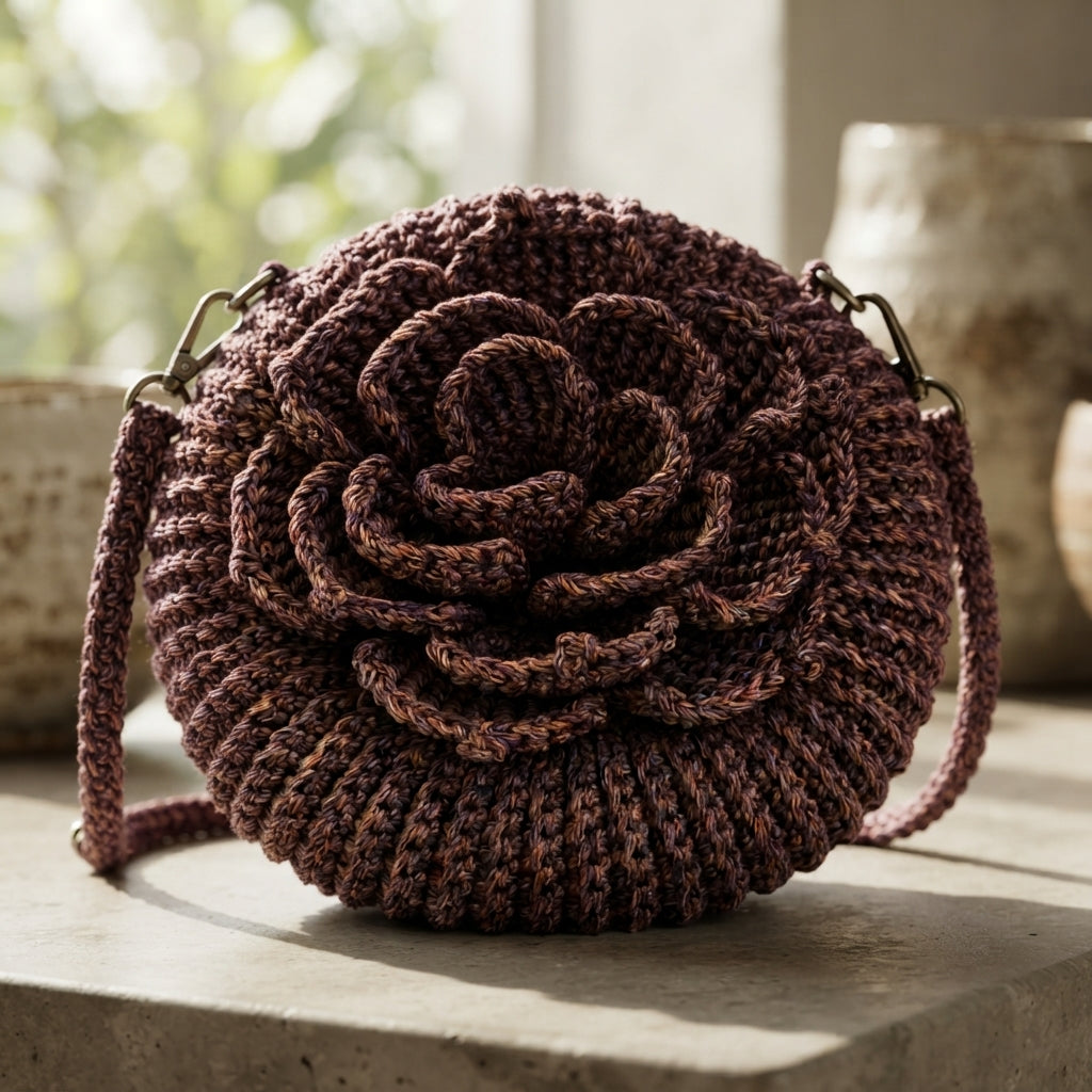 Raffia Flower Handbag | Crochet Pattern PDF