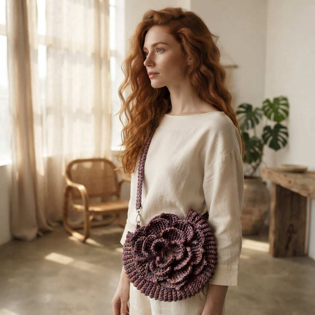 Raffia Flower Handbag | Crochet Pattern PDF