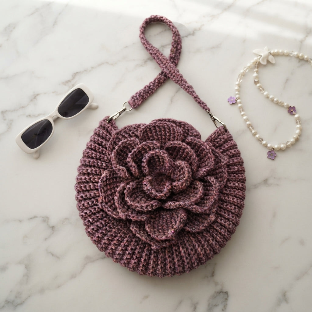 Raffia Flower Handbag | Crochet Pattern PDF