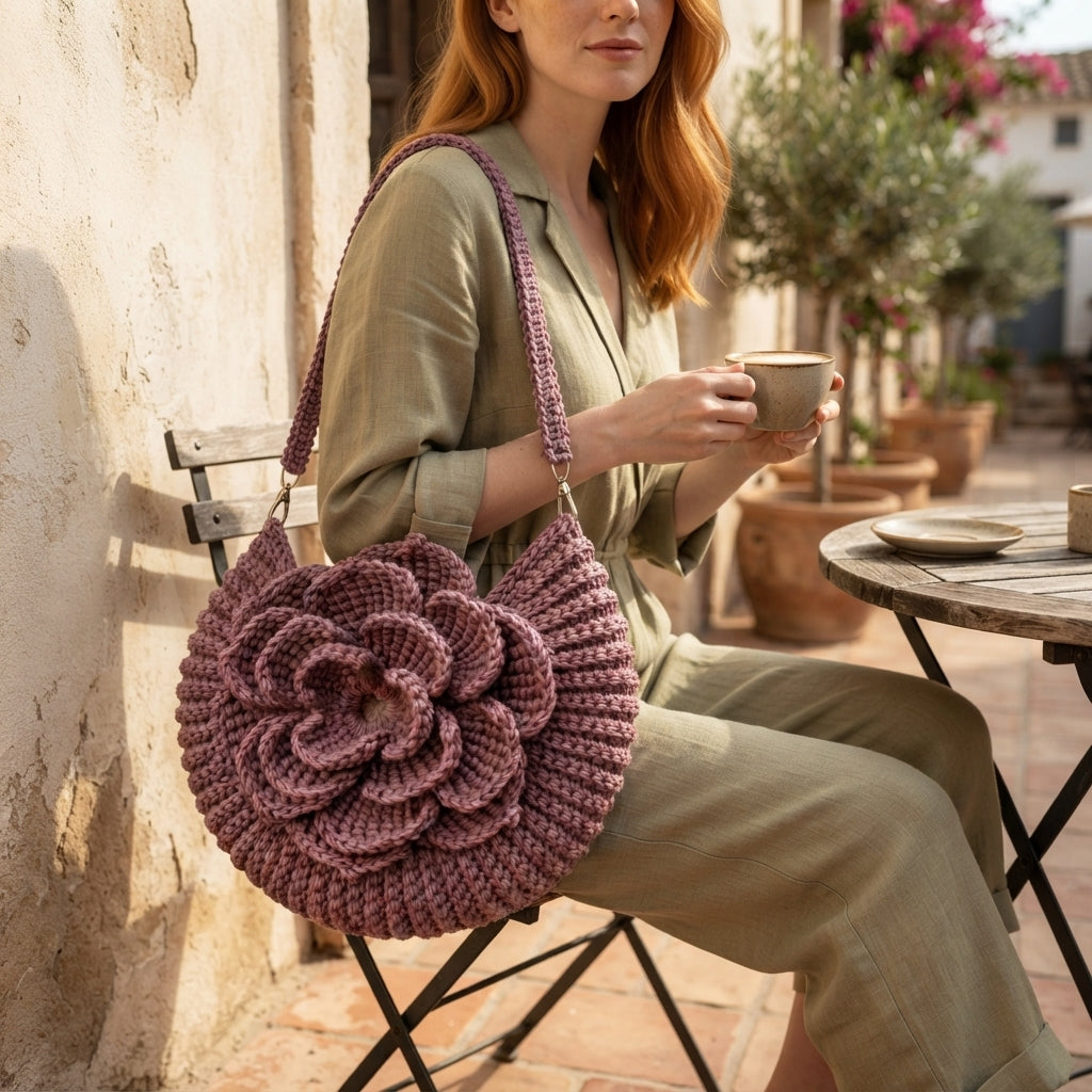 Raffia Flower Handbag | Crochet Pattern PDF