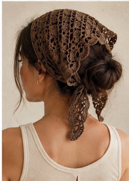 Summer Lace Head Scarf | Crochet Pattern PDF