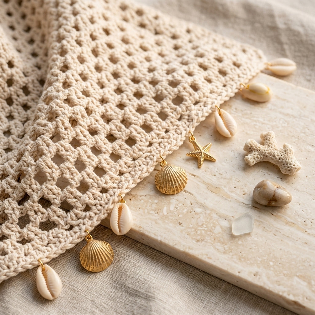 Bohemian Seashell Hair Kerchief | Crochet Pattern PDF