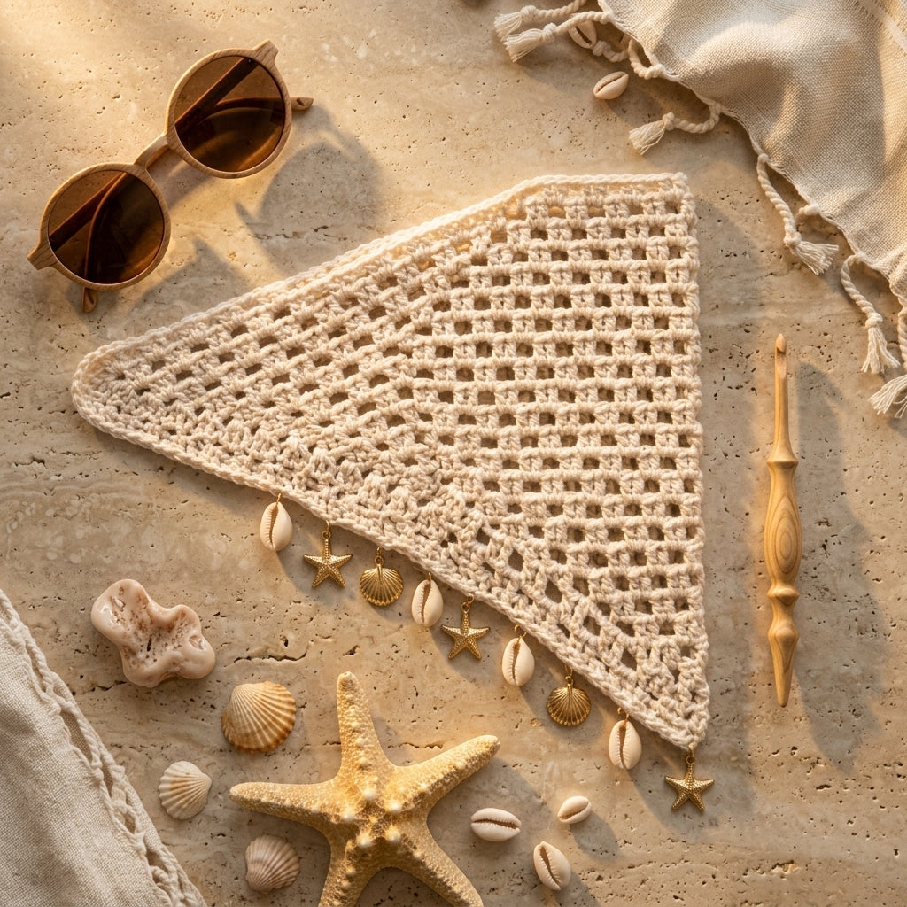 Bohemian Seashell Hair Kerchief | Crochet Pattern PDF