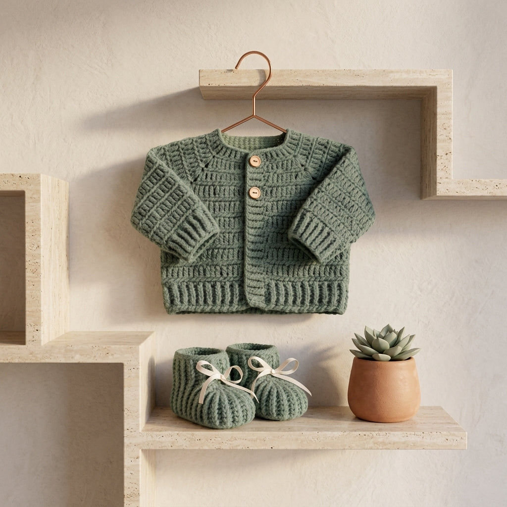Ribbed Baby Cardigan | Crochet Pattern PDF