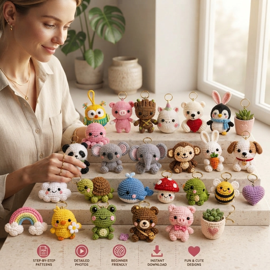 Mega 130 Crochet Keychain Patterns | PDF Bundle