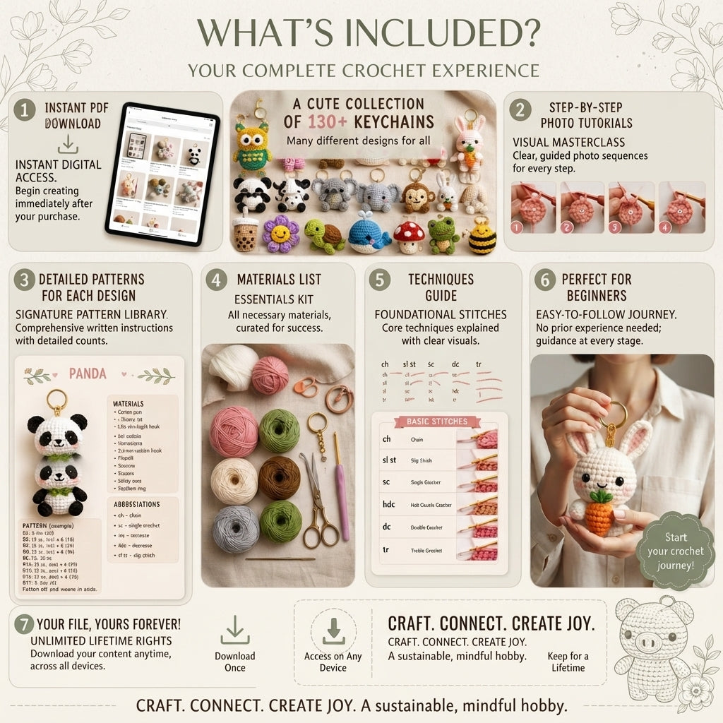 Mega 130 Crochet Keychain Patterns | PDF Bundle