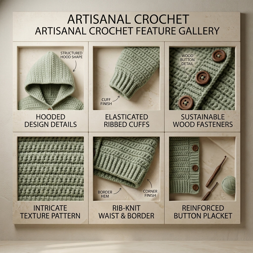 Premium Cardigan Hooded Baby Hoodie | Crochet Pattern PDF