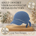 Visor Hat with Ties | Crochet Bandana Cap Pattern PDF