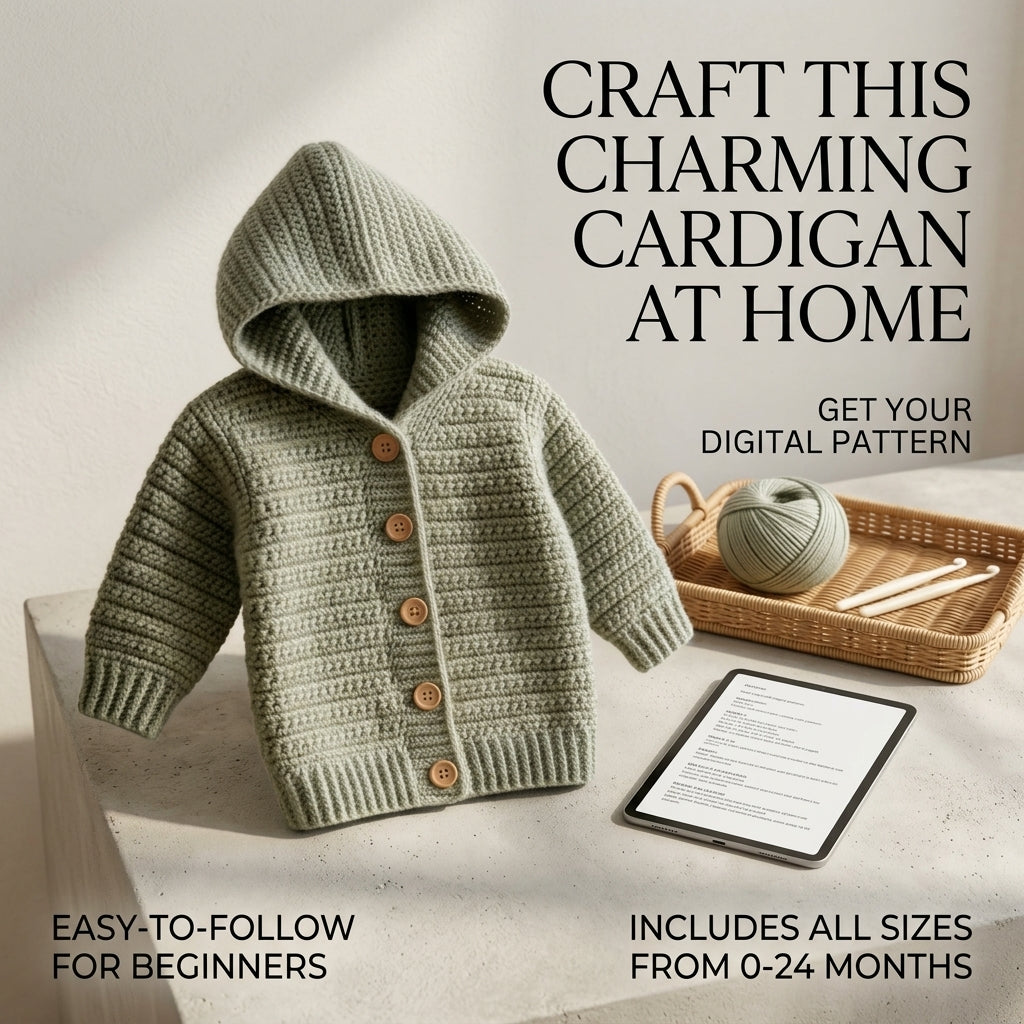 Premium Cardigan Hooded Baby Hoodie | Crochet Pattern PDF