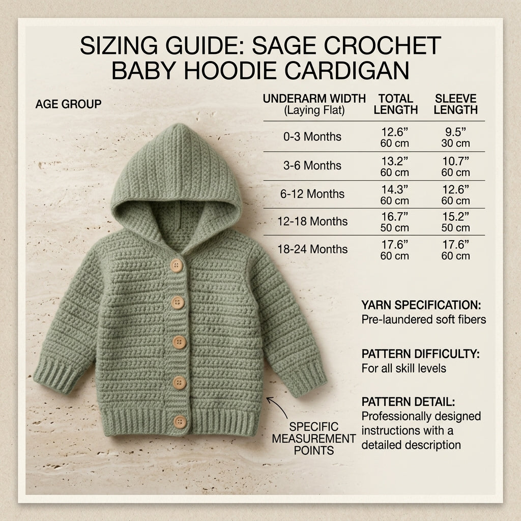 Premium Cardigan Hooded Baby Hoodie | Crochet Pattern PDF