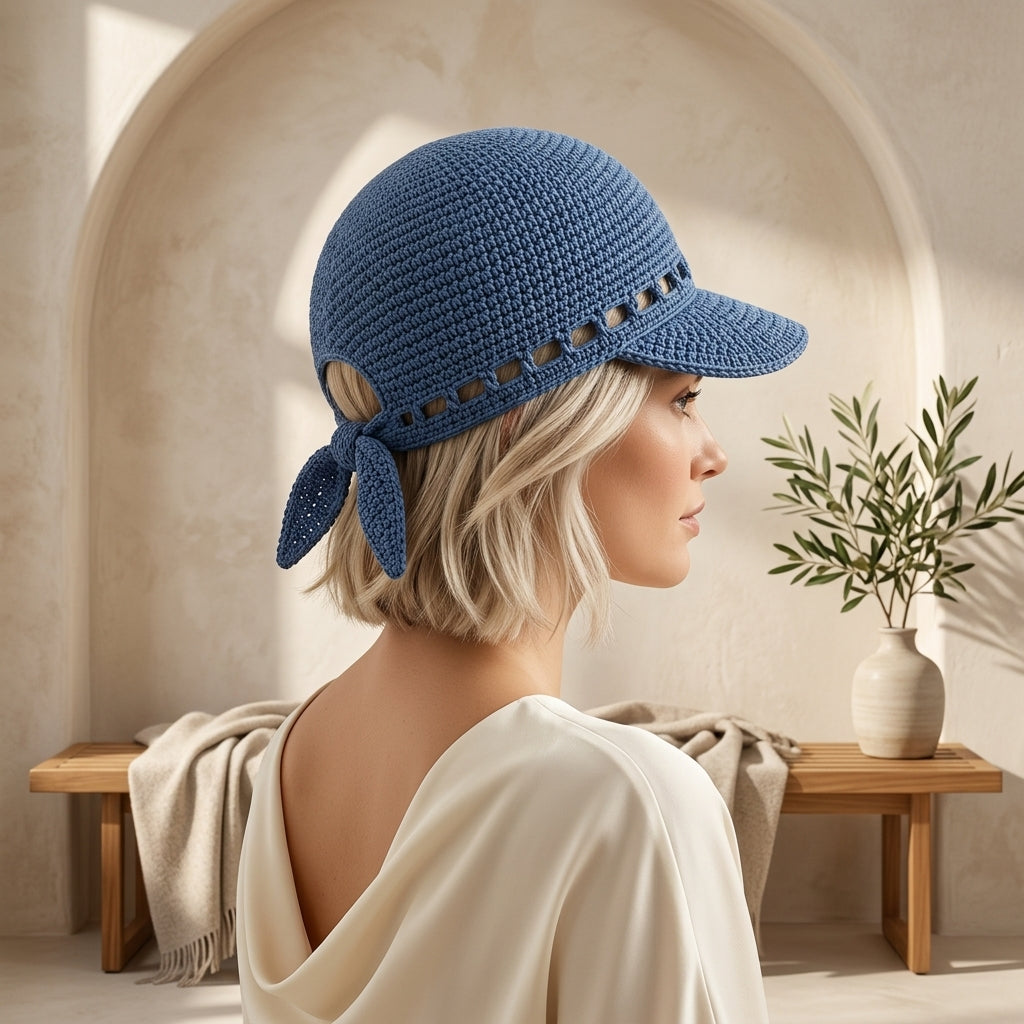 Visor Hat with Ties | Crochet Bandana Cap Pattern PDF