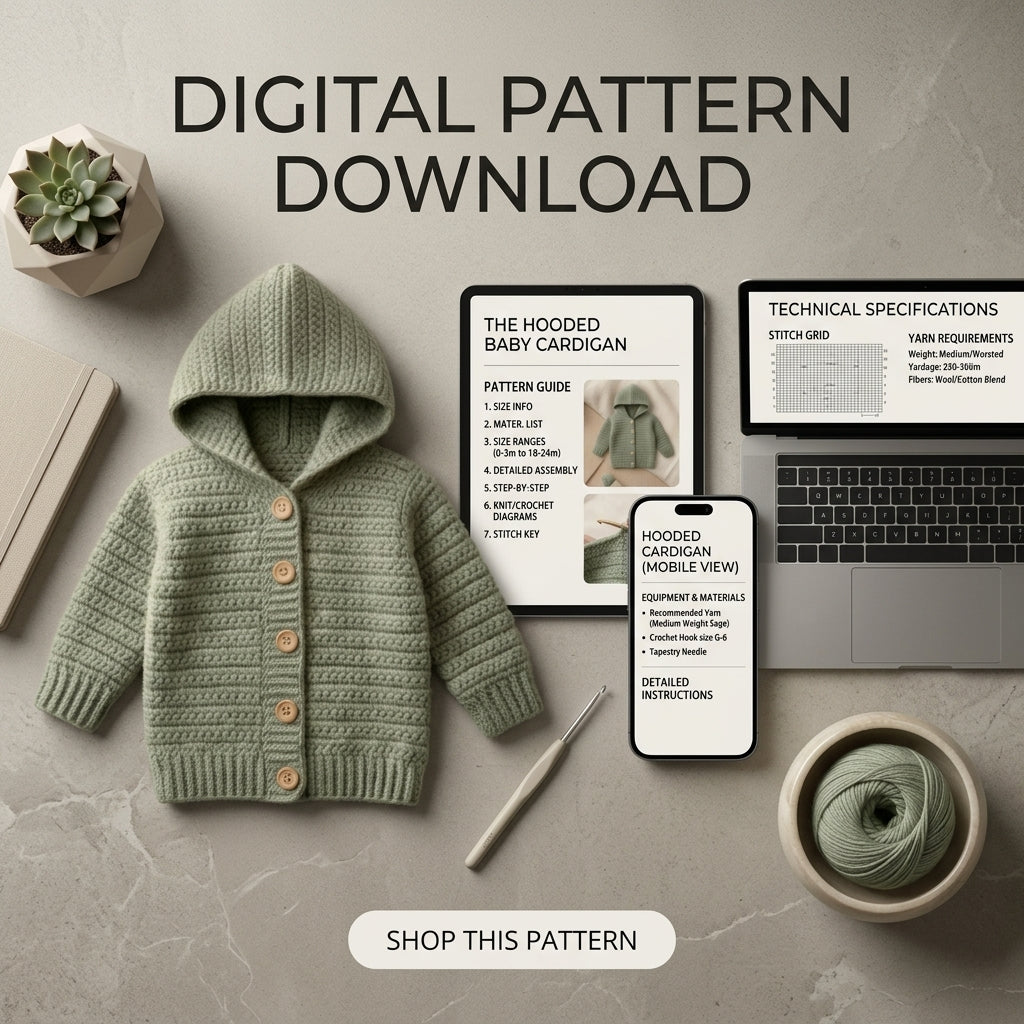 Premium Cardigan Hooded Baby Hoodie | Crochet Pattern PDF