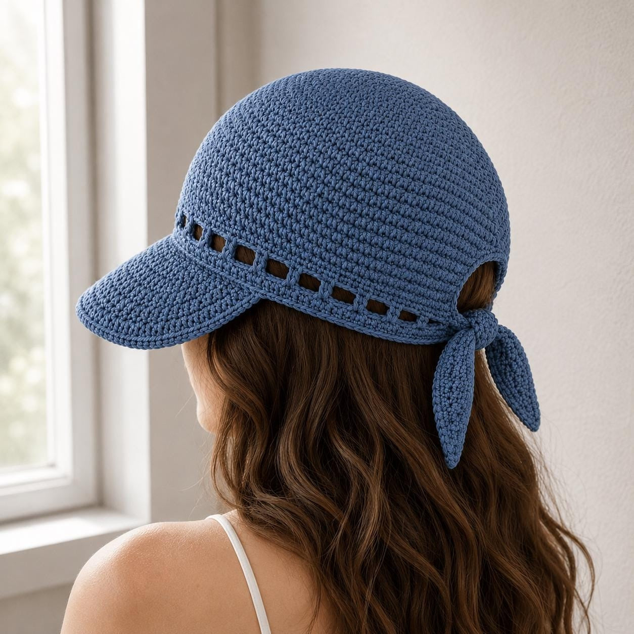 Visor Hat with Ties | Crochet Bandana Cap Pattern PDF