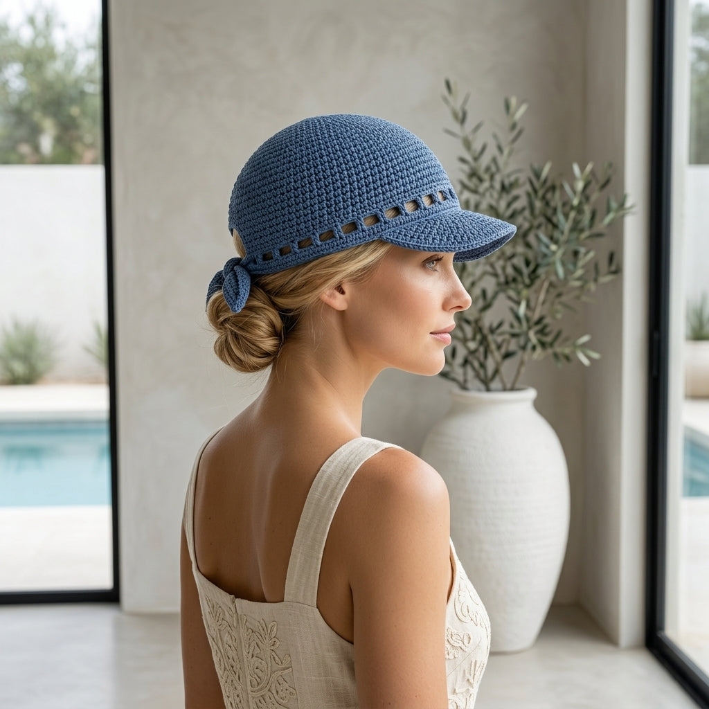 Visor Hat with Ties | Crochet Bandana Cap Pattern PDF