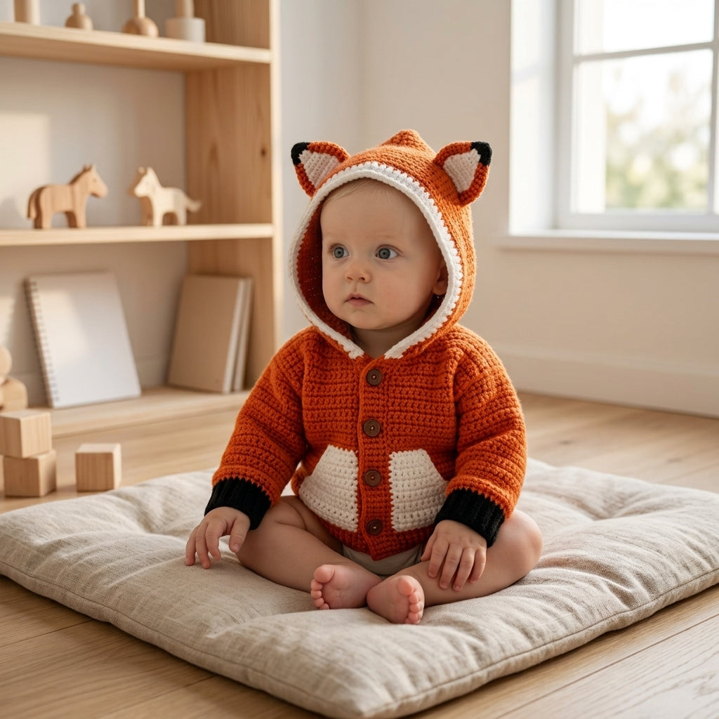Hoodie Cardigan Fox Baby Hoodie | Crochet Pattern PDF