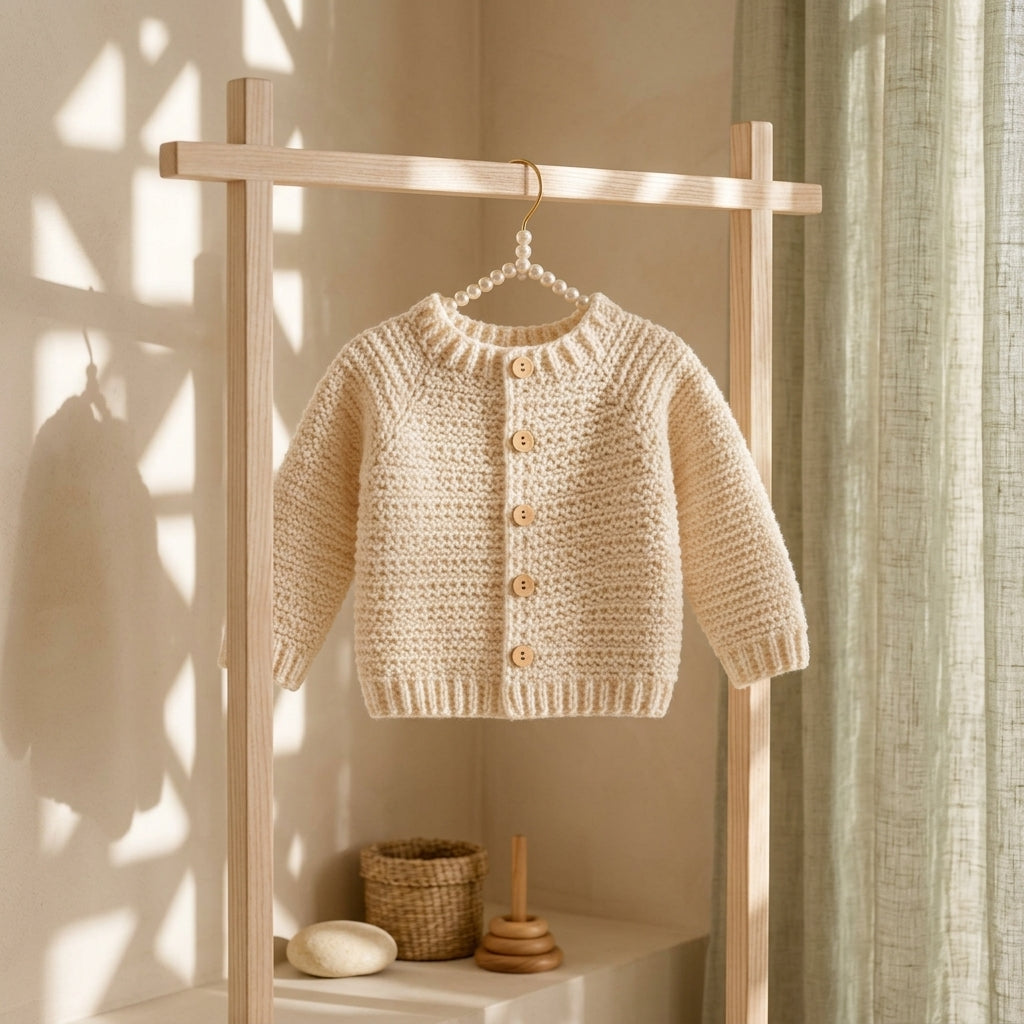 Raglan Baby Cardigan Textured v3 | Crochet Pattern PDF