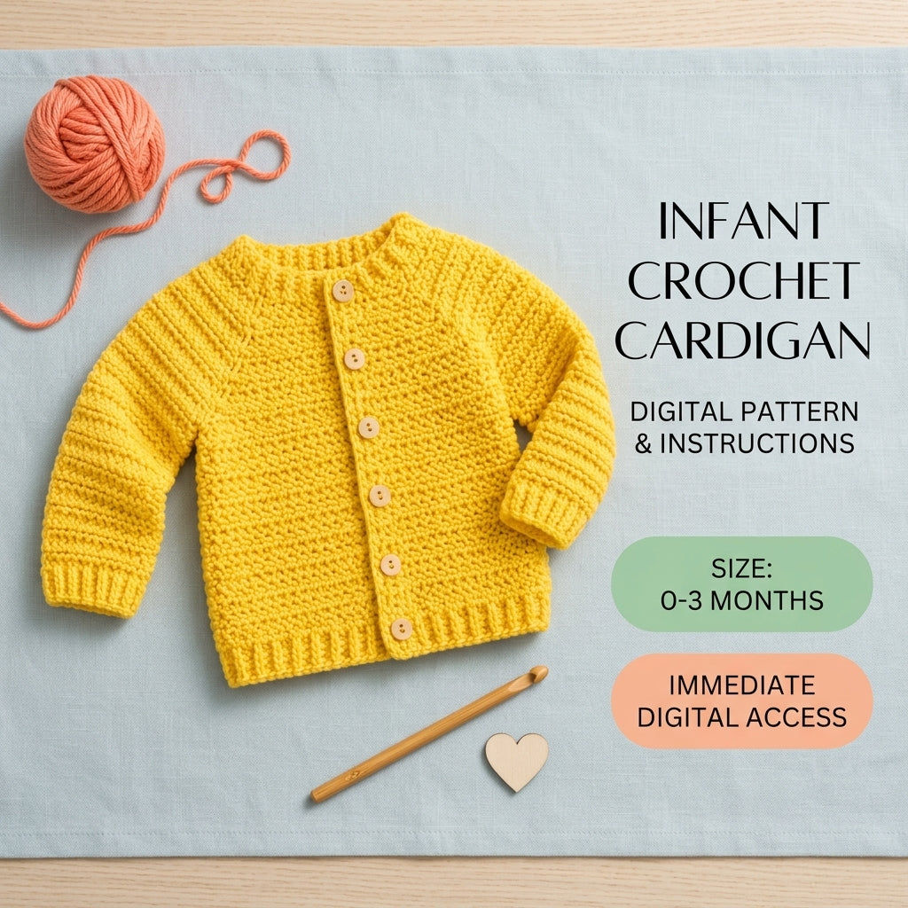 Raglan Baby Cardigan Textured v3 | Crochet Pattern PDF