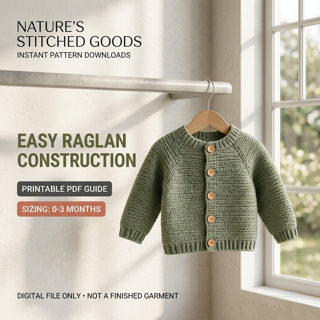 Raglan Baby Cardigan Textured v3 | Crochet Pattern PDF